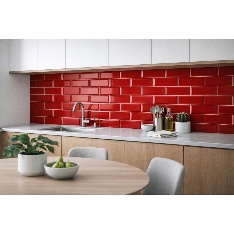 Ceramic wall tile Golden tile Metratiles, red, 100x200