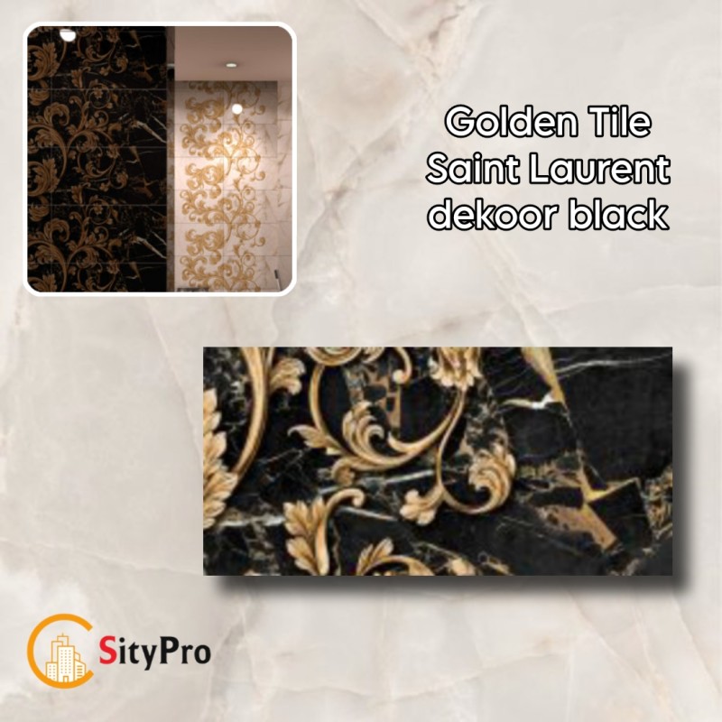 Decorative wall tile Golden Tile Saint Laurent,black, 300x600