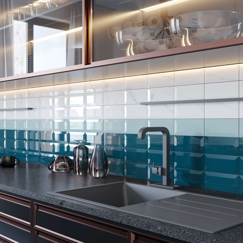 Ceramic wall tile Golden Tile Metrotiles,blue, 100x200