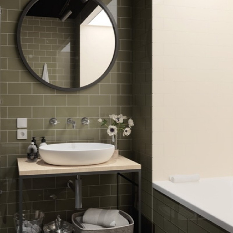 Wall tile Golden Tile Metrotiles Plane, olive, 100x200