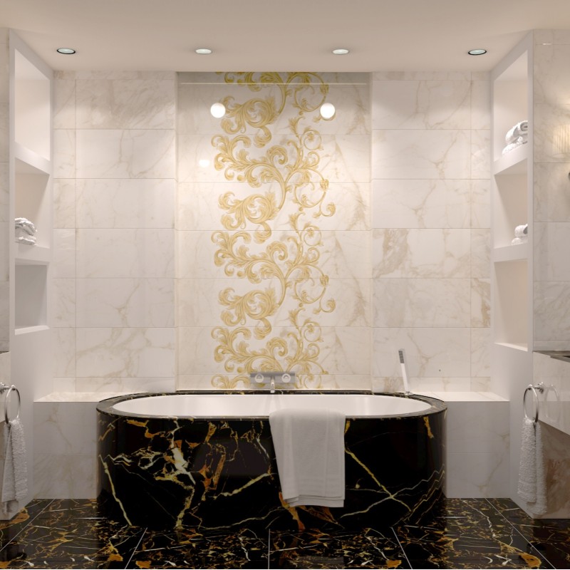 Wall decorative tile Golden Tile Saint Laurent,black, 300x600