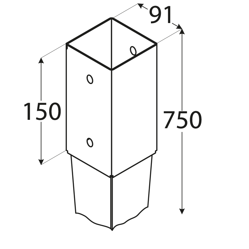 POST BASE SPIKE  91X91MM