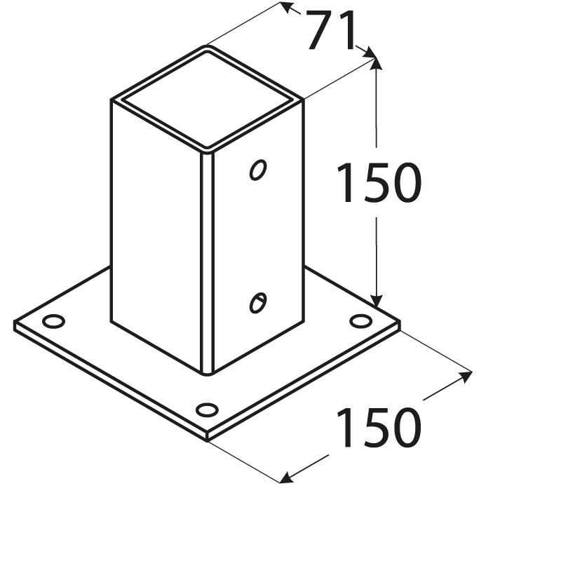 POST BASE PLATE  71X71X155
