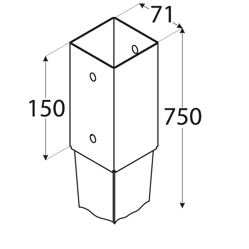 POST BASE SPIKE  71X71MM
