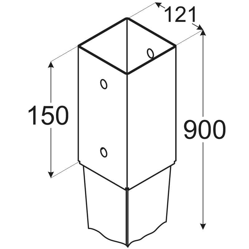 POST BASE SPIKE  121X121MM