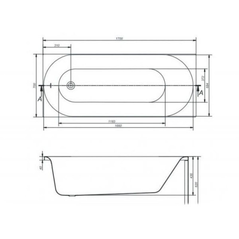 BATHTUB  CERSANIT MITO RED 170X70CM+ESIPANEEL
