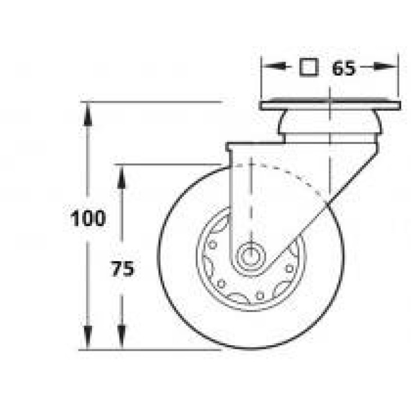 Kalustepyörä 75 mm, 60 kg