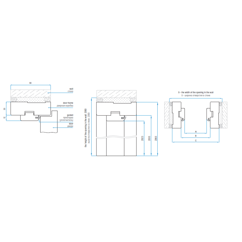 Door frame CL.SAAR GRAFIIT HOR9