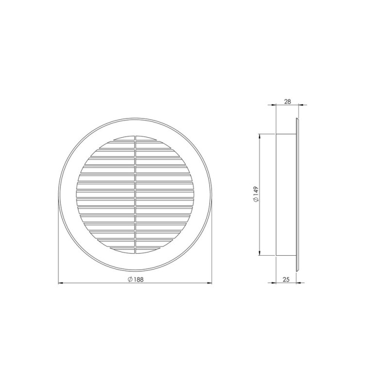 GRILLE VENTILATION  VR150M D150MM MUST PLAST.