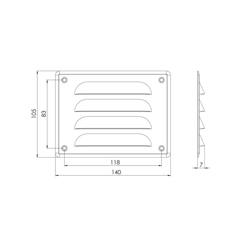 GRILLE VENTILATION  140X105 MET. MR14105M MUST