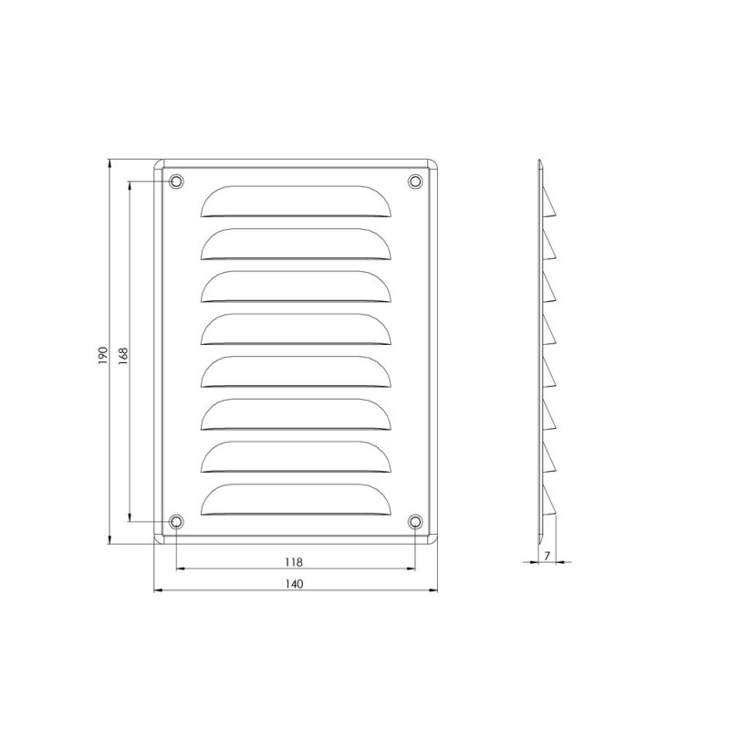 GRILLE VENTILATION  140X190 MET. MR1419M MUST