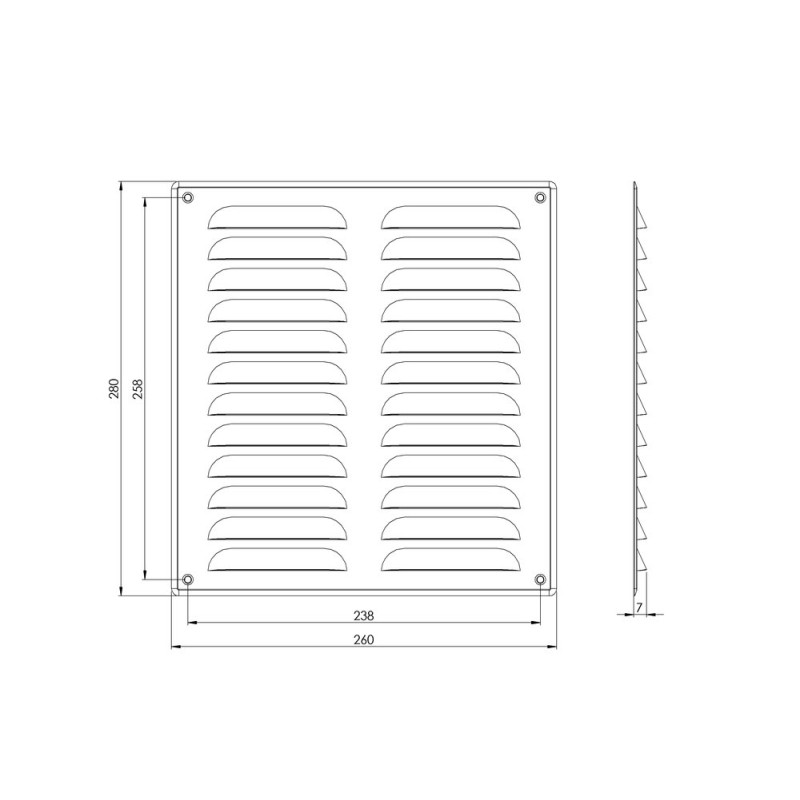 GRILLE VENTILATION  MR2628M 260X280MM MUST