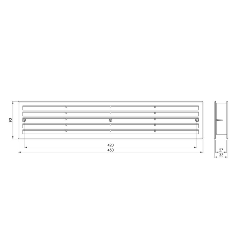 GRILLE VENTILATION  UKSELE 450X90MM MUST VR459M