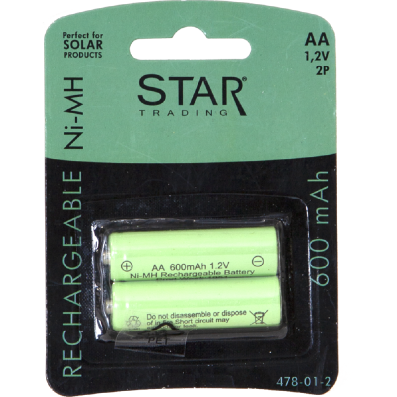 BATTERY  SOLAR VALGUSTILE 478-01-2 AA 600mAH/ 2TK