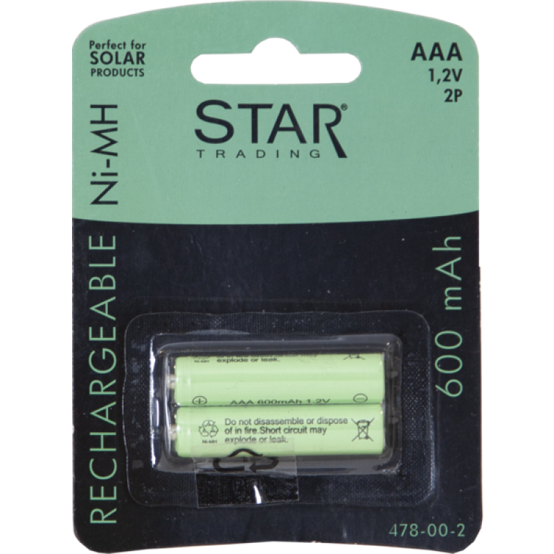 BATTERY  SOLAR VALGUSTILE 478-00-2 AAA 600mAH/ 2TK
