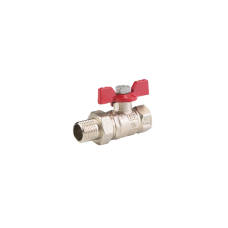 1/2" male–female ball valve with nut, short handle