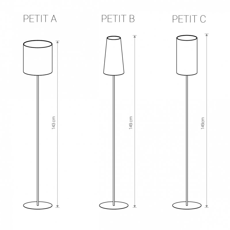 VALGUSTI ALUS PETIT H-128CM 40W E27 VALGE