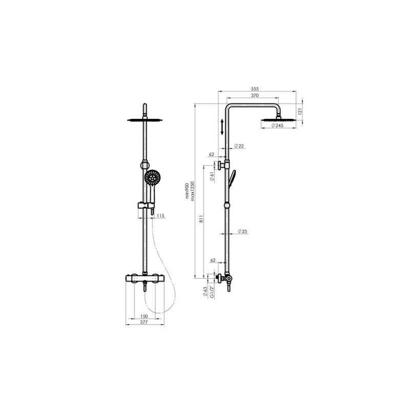 DUŠIKOMPLEKT RUBINETA OLO+THERMO-15 MUST