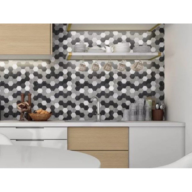 WALL PANEL GREY HEXAGONS 28X28,8 LIIMIGA