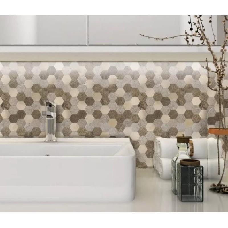 SEINAPANEEL BROWN HEXAGONS 28X28,8 LIIMIGA