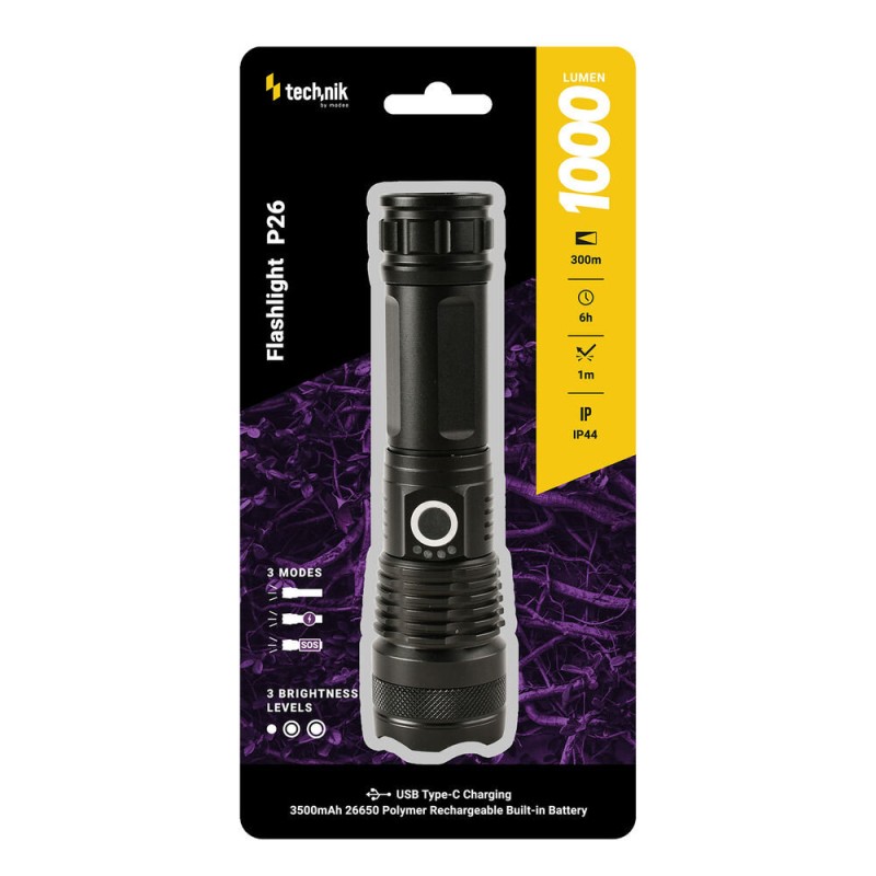 TASKULAMPPU  TECHNIK P26 LED 1000lm IP44 USB-LAETAV