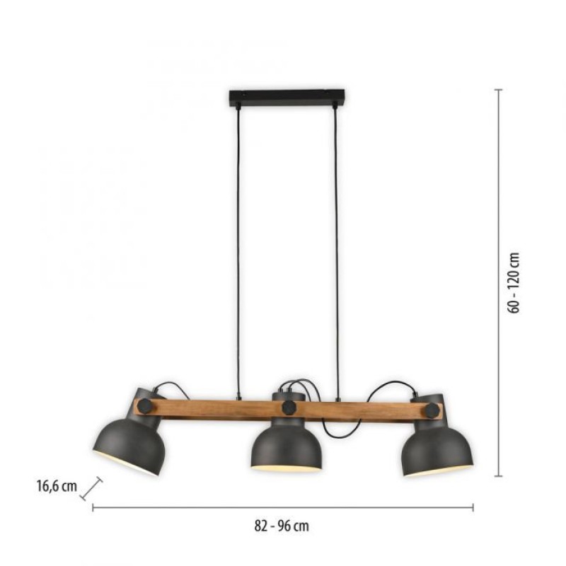 VALGUSTI CUP 2.0 3x60W E27 LED MUST/PUIT/TERAS