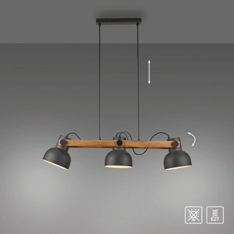 VALGUSTI CUP 2.0 3x60W E27 LED MUST/PUIT/TERAS