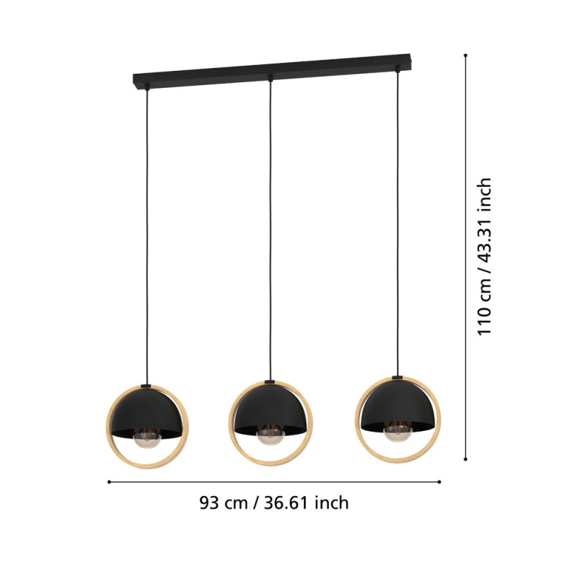 VALGUSTI CALLOW 3x40W E27 MUST/PUIT