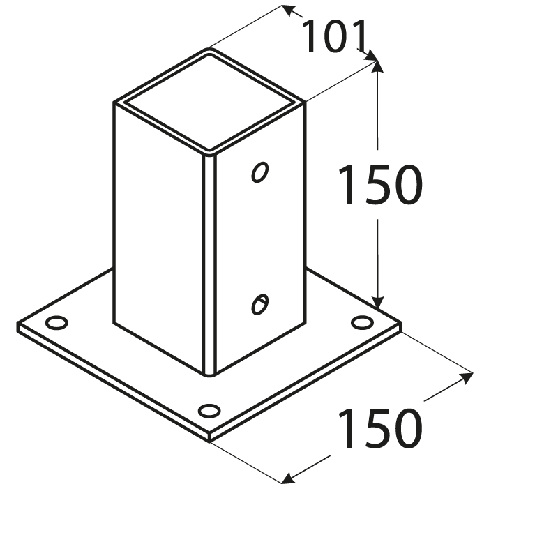 POST BASE PLATE  101X101 MM
