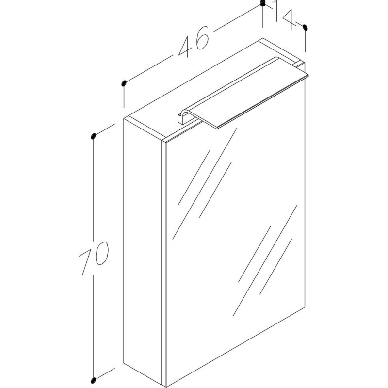VANNITOAKAPP DEFA WAVE 46CM LED VALGUSTIGA VALGE