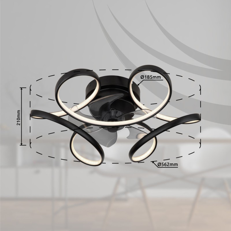 VALGUSTI-VENTILAATOR LORIS 30W LED 4000lm ЧЁРНЫЙ 