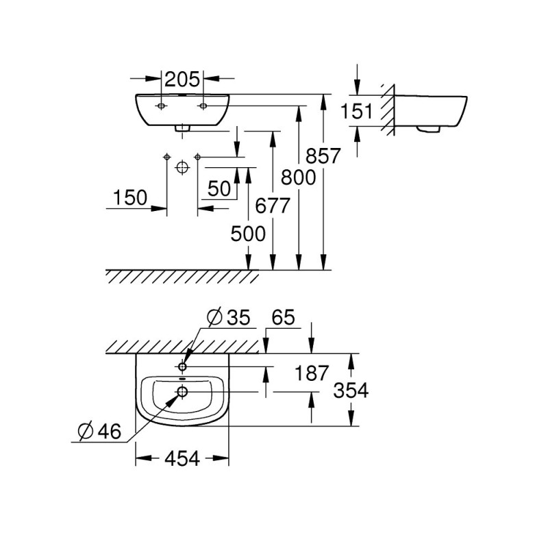 VALAMU GROHE BAU 45X35CM VALGE